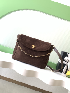 Chanel Large Dark Brown Suede Leather Flap Shoulder Bag Chanel Large Dark Brown Suede Leather Flap Shoulder Bag