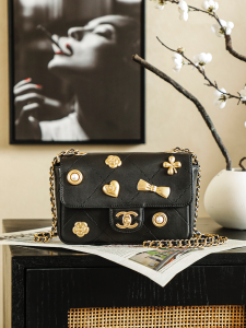 Chanel Mini Flap Shoulder Bag with Charms Black Quilted Leather Chanel Mini Flap Shoulder Bag with Charms Black Quilted Leather