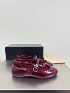Alaia Mary Janes Dark Red Patent Leather and Fishnet Ballet Flats Alaia Mary Janes Dark Red Patent Leather and Fishnet Ballet Flats