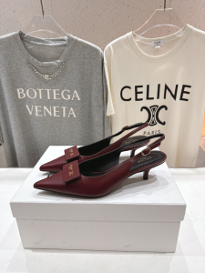 Celine Signature Slingback Pumps with Label Red Calfskin Leather 45MM Celine Signature Slingback Pumps with Label Red Calfskin Leather 45MM