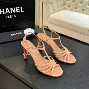Chanel Beige Patent Leather High Heeled Sandals Chanel Beige Patent Leather High Heeled Sandals