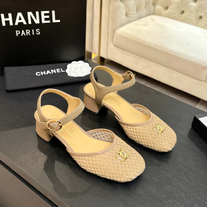 Chanel CC Logo Beige Fishnet and Leather Slingback Pumps Chanel CC Logo Beige Fishnet and Leather Slingback Pumps