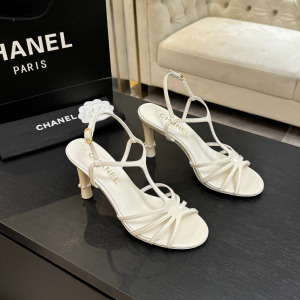 Chanel White Patent Leather High Heeled Sandals Chanel White Patent Leather High Heeled Sandals