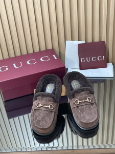 Gucci Horsebit New Sol Suede GG Shearling Mules Brown Gucci Horsebit New Sol Suede GG Shearling Mules Brown