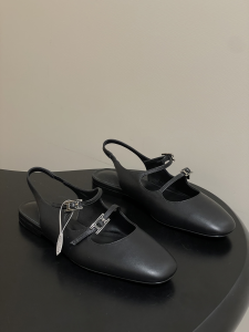 Hermes Mila Flat Slingback with Hapi Buckle Black Calfskin Leather Hermes Mila Flat Slingback with Hapi Buckle Black Calfskin Leather