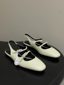 Hermes Mila Flat Slingback with Hapi Buckle White Calfskin Leather Hermes Mila Flat Slingback with Hapi Buckle White Calfskin Leather