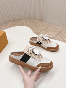 Louis Vuitton x Grace Lous Open Back Sneakers White Black Brown Canvas Louis Vuitton x Grace Lous Open Back Sneakers White Black Brown Canvas