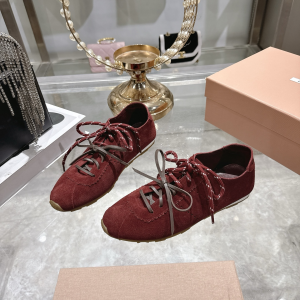 Miu Miu Lace Up Red Suede Leather Sneakers Miu Miu Lace Up Red Suede Leather Sneakers
