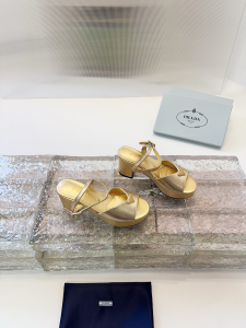 Prada Triangle Logo Gold Leather Platform Sandals Prada Triangle Logo Gold Leather Platform Sandals