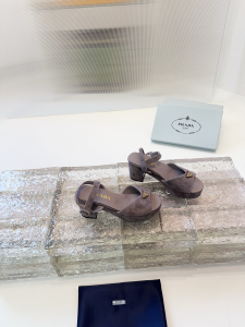 Prada Triangle Logo Gray Suede Leather Platform Sandals Prada Triangle Logo Gray Suede Leather Platform Sandals