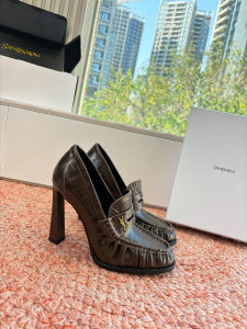 Saint Laurent YSL Le Dark Brown Calfskin Leather Pumps Saint Laurent YSL Le Dark Brown Calfskin Leather Pumps