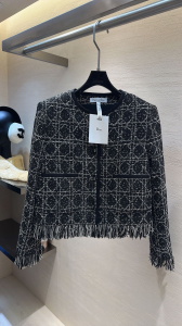 Dior Macrocannage Regular Fit Jacket Black and White Cotton Blend Tweed Knit Dior Macrocannage Regular Fit Jacket Black and White Cotton Blend Tweed Knit