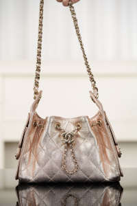 Chanel Vip 25 Mini Bucket Hobo Shoulder Bag Copper Grained Calfskin Leather Chanel Vip 25 Mini Bucket Hobo Shoulder Bag Copper Grained Calfskin Leather