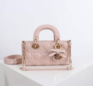 Dior Small Lady D Joy Tote Shoulder Bag with Bowknot Pink Cannage Lambskin Dior Small Lady D Joy Tote Shoulder Bag with Bowknot Pink Cannage Lambskin