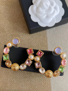 Chanel CC Multiclor Metal Glass Strass Earrings Chanel CC Multiclor Metal Glass Strass Earrings
