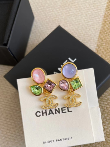 Chanel Crystal CC Multiclor Metal Glass Strass Pendant Earrings Chanel Crystal CC Multiclor Metal Glass Strass Pendant Earrings