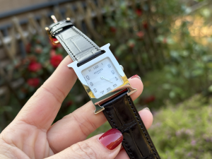 Hermes Heure H Watch Black Crocodile Leather Strap Hermes Heure H Watch Black Crocodile Leather Strap