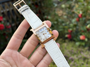 Hermes Heure H Watch White Crocodile Leather Strap Hermes Heure H Watch White Crocodile Leather Strap