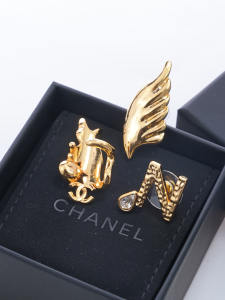 Chanel Gold Metal 3 Set Earrings