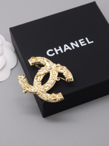 Chanel Gold Metal CC Logo Brooch