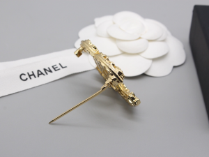Chanel Gold Metal CC Logo Brooch