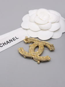 Chanel Gold Metal CC Logo Brooch