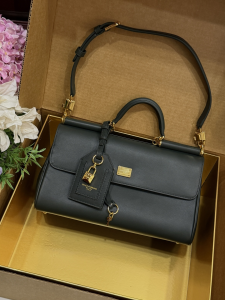 Dolce Gabbana My Sicily Top Handle Shoulder Bag Black Calfskin Leather Dolce Gabbana My Sicily Top Handle Shoulder Bag Black Calfskin Leather