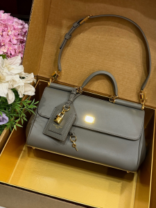 Dolce Gabbana My Sicily Top Handle Shoulder Bag Dark Gray Calfskin Leather Dolce Gabbana My Sicily Top Handle Shoulder Bag Dark Gray Calfskin Leather