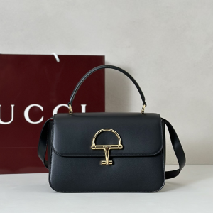 Gucci Siena Medium Top Handle Shoulder Bag Black Smooth Leather Gucci Siena Medium Top Handle Shoulder Bag Black Smooth Leather