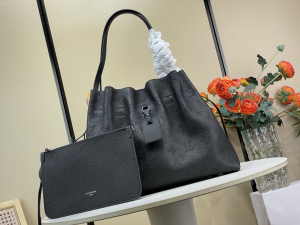 Louis Vuitton Boundless Large Bucket Shoulder Bag Black Mahina Grained Calf Leather Louis Vuitton Boundless Large Bucket Shoulder Bag Black Mahina Grained Calf Leather