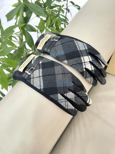 Burberry Gray White Check Glove
