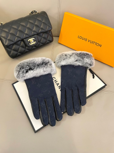 Louis Vuitton Blue Monogram Canvas Shearling Glove Louis Vuitton Blue Monogram Canvas Shearling Glove