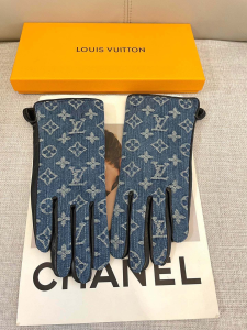 Louis Vuitton Blue Monogram Denim Fabric Glove Louis Vuitton Blue Monogram Denim Fabric Glove
