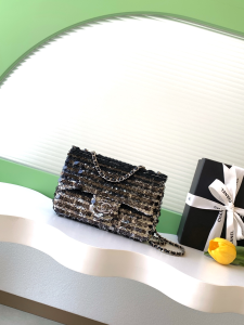 Chanel Black Gold Sequins Mini Flap Shoulder Bag Chanel Black Gold Sequins Mini Flap Shoulder Bag