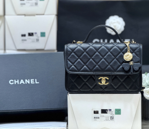 Chanel Vip Medium Black Caviar School Memory Mini Top Handle Flap Shoulder Bag Chanel Vip Medium Black Caviar School Memory Mini Top Handle Flap Shoulder Bag
