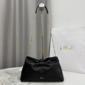 Dior Medium Dior Bow Chain Shoulder Bag Black Lambskin Leather Dior Medium Dior Bow Chain Shoulder Bag Black Lambskin Leather