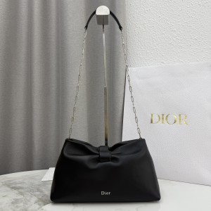 Dior Medium Dior Bow Chain Shoulder Bag Black Lambskin Leather Dior Medium Dior Bow Chain Shoulder Bag Black Lambskin Leather