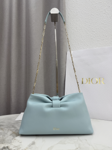 Dior Medium Dior Bow Chain Shoulder Bag Light Blue Lambskin Leather Dior Medium Dior Bow Chain Shoulder Bag Light Blue Lambskin Leather