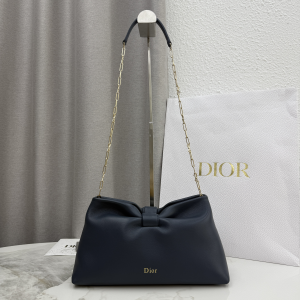 Dior Medium Dior Bow Chain Shoulder Bag Navy Blue Lambskin Leather Dior Medium Dior Bow Chain Shoulder Bag Navy Blue Lambskin Leather
