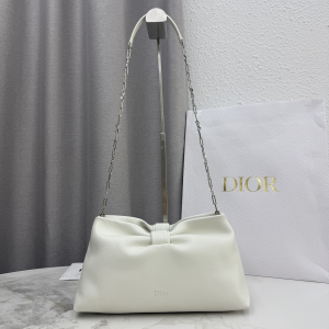 Dior Medium Dior Bow Chain Shoulder Bag White Lambskin Leather Dior Medium Dior Bow Chain Shoulder Bag White Lambskin Leather