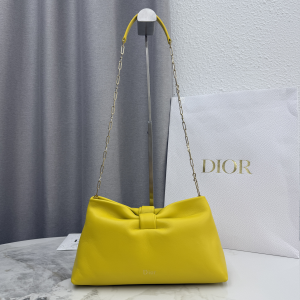 Dior Medium Dior Bow Chain Shoulder Bag Yellow Lambskin Leather Dior Medium Dior Bow Chain Shoulder Bag Yellow Lambskin Leather