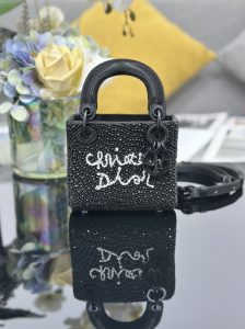 Dior Micro Lady Dior Chain Shoulder Bag Black Microbead Embroidered Cotton with Cannage Dior Micro Lady Dior Chain Shoulder Bag Black Microbead Embroidered Cotton with Cannage