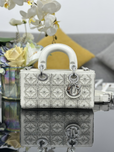 Dior Small Lady D Joy Tote Shoulder Bag White Cannage Strass Embroidered Dior Small Lady D Joy Tote Shoulder Bag White Cannage Strass Embroidered