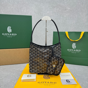 Goyard Small Boheme Hobo Shoulder Bag Black Goyardine Canvas and Leather Goyard Small Boheme Hobo Shoulder Bag Black Goyardine Canvas and Leather