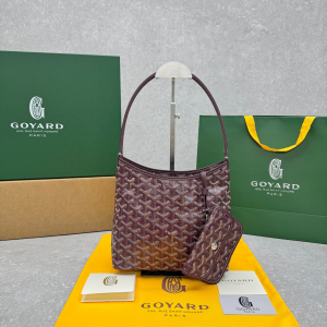 Goyard Small Boheme Hobo Shoulder Bag Burgundy Goyardine Canvas and Leather Goyard Small Boheme Hobo Shoulder Bag Burgundy Goyardine Canvas and Leather