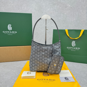 Goyard Small Boheme Hobo Shoulder Bag Gray Goyardine Canvas and Leather Goyard Small Boheme Hobo Shoulder Bag Gray Goyardine Canvas and Leather