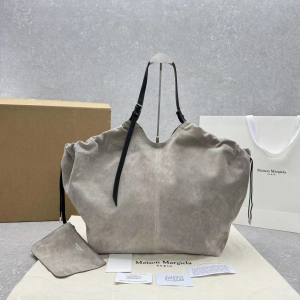 Maison Margiela Belt Drawstring Tote Bag Gray Suede Leather Maison Margiela Belt Drawstring Tote Bag Gray Suede Leather