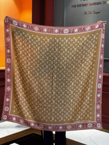 Louis Vuitton Monogram infinity Square Scarf Beige Pink Louis Vuitton Monogram infinity Square Scarf Beige Pink
