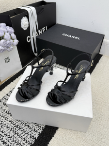 Chanel Black Patent Leather High Heeled Sandals Chanel Black Patent Leather High Heeled Sandals