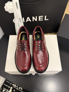 Chanel Lace Up Red Leather Derby Loafers Shoes Chanel Lace Up Red Leather Derby Loafers Shoes
